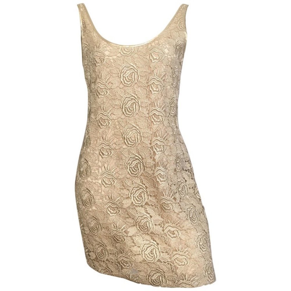 Tom and Linda Platt Embroidered Gold Dress